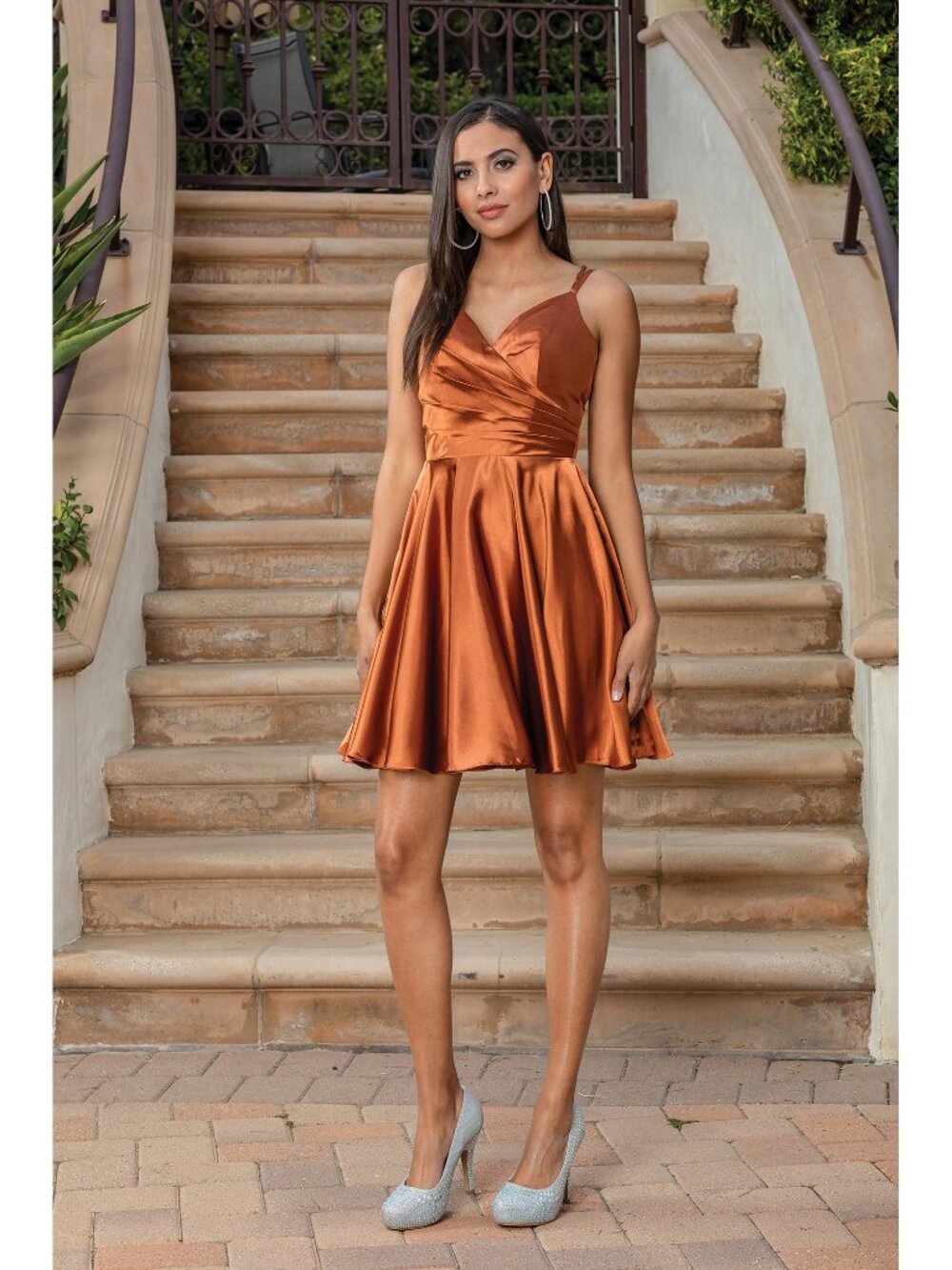 NEW SIENNA Silk V-Neck Cocktail Dress Formal Elegant Stunning 3320-2